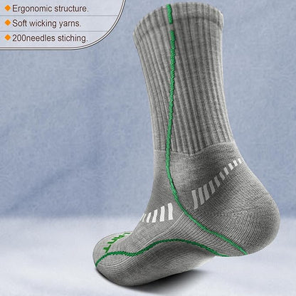 BULLIANT Compression Socks for Men 6Pairs, Athletic Crew Socks Cushioned For Men Sports Running-Arch Support