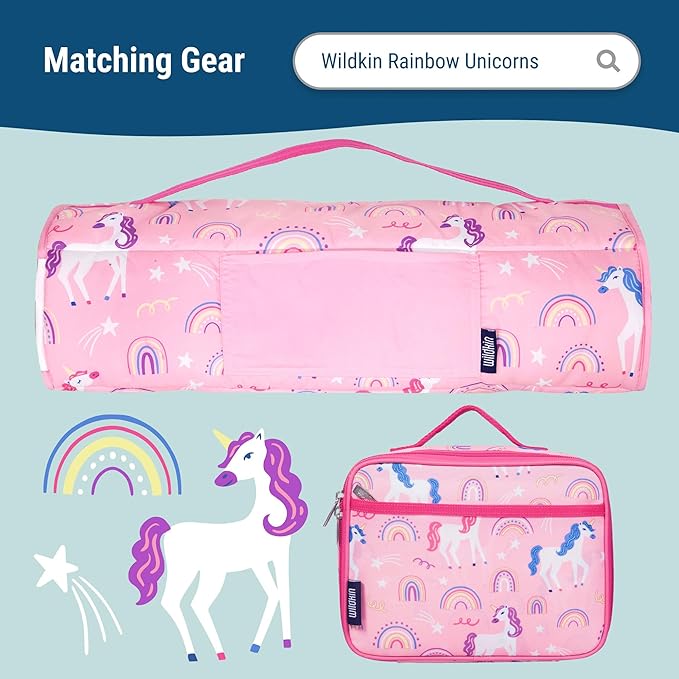 Wildkin 12-inch Kids Backpack – Padded, Adjustable, Ideal for Daycare & Travel - Rainbow Unicorns