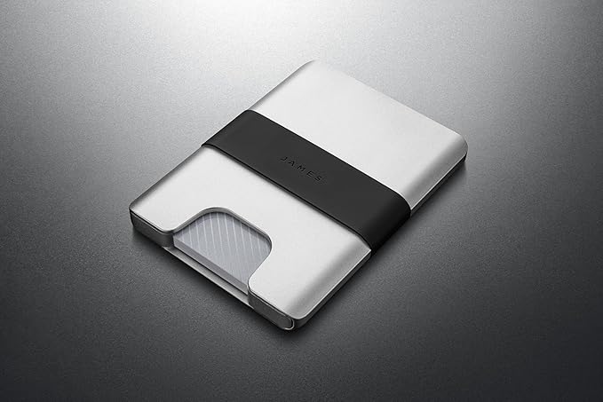 JAMES° The Lowe Minimalist CNC-Machined Aluminum Men's Wallet, Naturally RFID-Blocking, Simple, Clean, Slim - Silver + Black