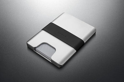 JAMES° The Lowe Minimalist CNC-Machined Aluminum Men's Wallet, Naturally RFID-Blocking, Simple, Clean, Slim - Silver + Black