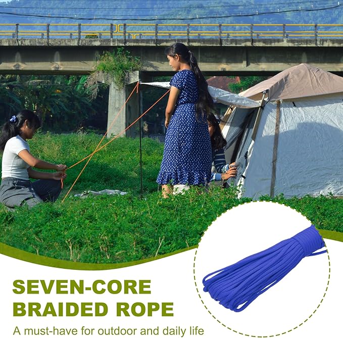 uxcell 4mm Nylon Rope, 10ft Portable Clothesline for Luggage and Backpack Tie Downs, Hanging Clothes, Swings, Camping and Mountaineering Tie Downs, Blue