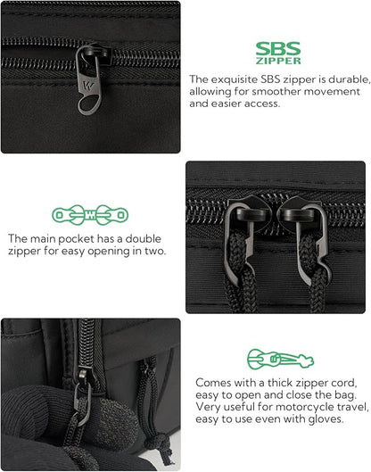 WATERFLY Fanny Pack Waist Packs: Large Crossbody Fanny Packs for Women Men with 5 Zipper Pockets Adjustable Strap Waist Bags Hip Pack for Traveling Cycling Running Hiking-Black