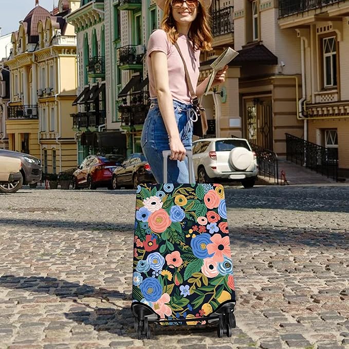 Travel Luggage Cover Suitcase Protector Fits 18-32 Inch Wheel Covers PatternedTravel Related Items Flower Luggage Protector Elastic S