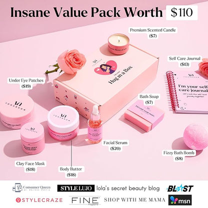 Spa Gifts for Women - Premium Self Care Spa Kit With Bath, Skin Care Sets & Self Care Items - Ultimate Pampering Set - Christmas Gifts for Women - Birthday Gifts- Spa Gift Baskets (Pack of 8)