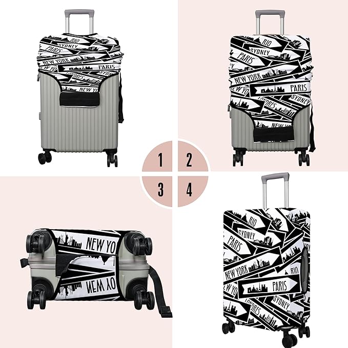 Travel Luggage Cover Suitcase Protector Fits 18-32 Inch Wheel Covers PatternedTravel Related Items Flower Luggage Protector Elastic L