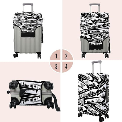 Travel Luggage Cover Suitcase Protector Fits 18-32 Inch Wheel Covers PatternedTravel Related Items Flower Luggage Protector Elastic L