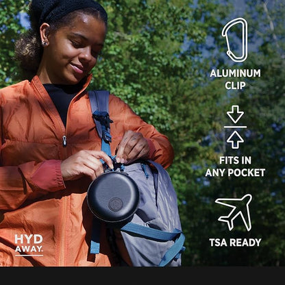 HYDAWAY Travel Case for Collapsible Bottles, Bowls & Cups - Protective Storage with Carabiner Clip - Durable, Water-Resistant, TSA-Friendly
