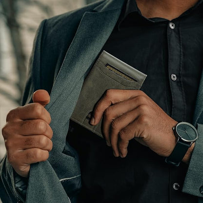 furid Card Wallet For Men Slim: Smart Rfid Minimalist Front Pocket Pop Up Wallet with ID Window - Stocking Stuffers Gifts Boxed for Husband Father at Birthday Anniversary