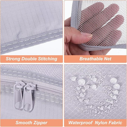 PATIKIL 6 Set Travel Packing Cube, Travel Bags Organizer for Luggage Waterproof Suitcase Organizer Bags Set Travel Essentials with Shoe Bag for Carry on Suitcases, Gray