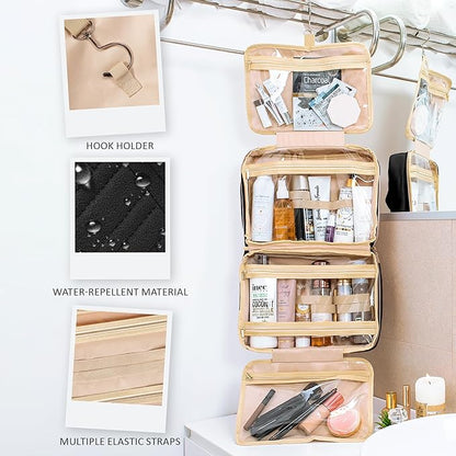 BOACAY Large Hanging Travel Toiletry Bag for Women, Makeup Bag, Bathroom & Shower Organizer Kit for Accessories, Cosmetics, Essentials