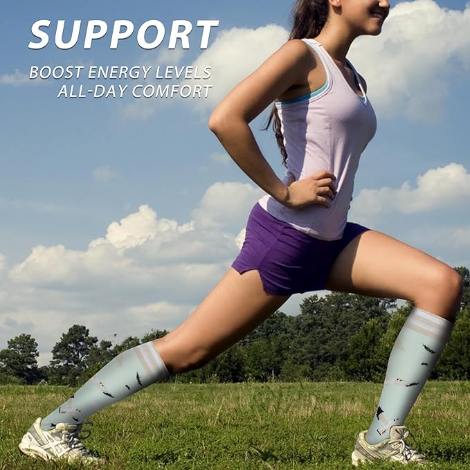 fenglaoda Compression Socks Women Men 6 Pairs, Knee High Best Support Circulation Socks for Running, Travel, Flight, Nurse