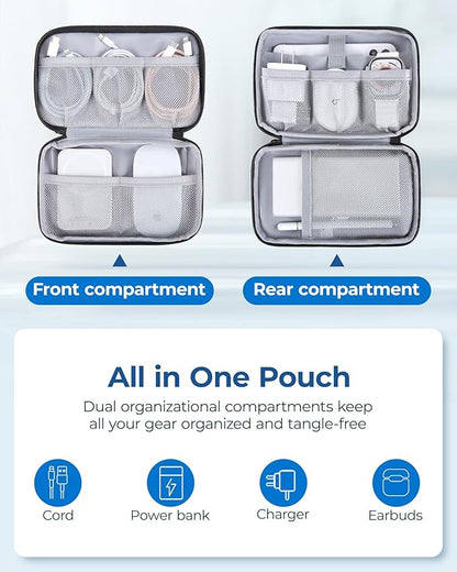 BAGSMART Electronics Organizer Travel Case, Cable Charger Cord Tech Organizer Pouch for Phone Charger Accessories, Beige
