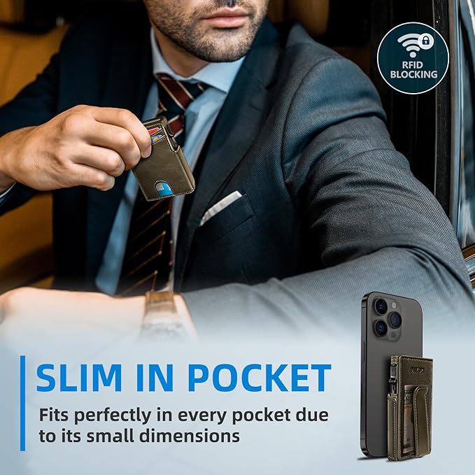 Men Wallet,with Money Clip Coins Pocket ID Window,Slim Front Pocket RFID Blocking Pop-up Card Holder 3.9"x 2.7", Gift Boxed