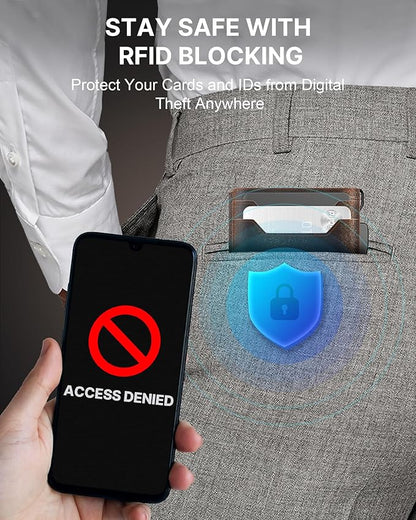 typecase Wallet for Men: Rfid-blocking with Money Clip Slim Leather Bifold ID Window Smart Pop Up Card Case Front Pocket Wallet with Gift Box (Burnished Black)