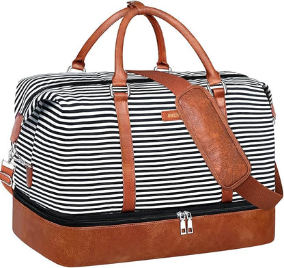 IBFUN Weekender Bags for Women, 21" Weekender Travel Bag, Travel Duffle Bag with Shoe Compartment Carry on Overnight Duffel Bag for Weekend Travel Business Trip