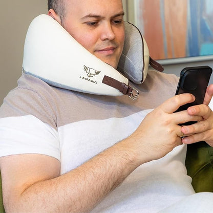 Lagano Softest Luxury Travel Pillow - Adjustable Easy to Clean Memory Foam Travel Neck Pillow - Ergonomic Airplane Travel Pillow - Best Airplane and Office Cervical Support Pillow