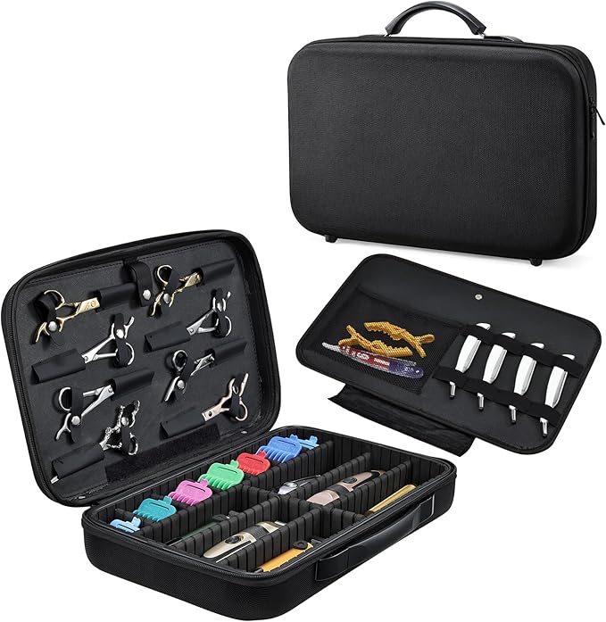 Barber Clippers Case for Travel, 17-inch X-Large Hair Cutting Supplies Bag for Groomer, Trimmer Razor Storage Case for Men, Pet Grooming Kits Organizer for Ufree/for Wahl/for Andis - Black