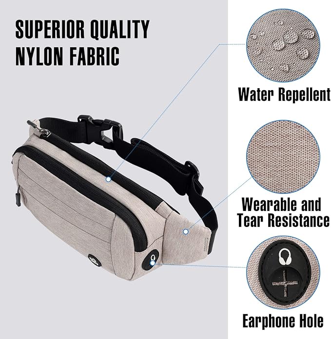 WATERFLY Fanny Pack Waist Bag: Small Hip Pouch Bum Bag Fannie Pack Phanny Fannypack Waistpack Bumbag Beltbag Sport Slim Fashionable for Jogging Hiking Hiker Woman Man