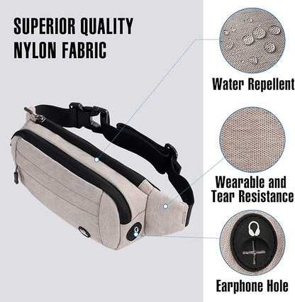 WATERFLY Fanny Pack Waist Bag: Small Hip Pouch Bum Bag Fannie Pack Phanny Fannypack Waistpack Bumbag Beltbag Sport Slim Fashionable for Jogging Hiking Hiker Woman Man