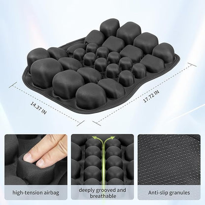 Inflatable Travel Cushion Airplane Seat Pad with Lumbar Support - 3D Air Cushion for Office, Car, Wheelchair - Perfect for Long Flights, Pressure Relief & Travel Comfort - Black