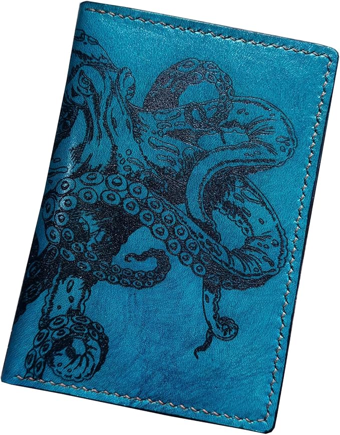 Mayan Corner - Octopus engraving travel wallet, authentical handcrafted passport wallet