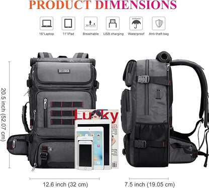 WITZMAN Carry on Travel Backpack for Men Women Airline Approved Convertible Nylon Duffle Backpack Luggage Bag (B682 Silvery Grey)