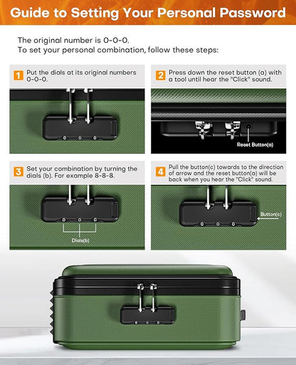 Fireproof Document Box, Hard Case Fireproof Document Organizer with Lock, Water Resistant Safe Box for Important Documents Certificates Laptop Passports, Green