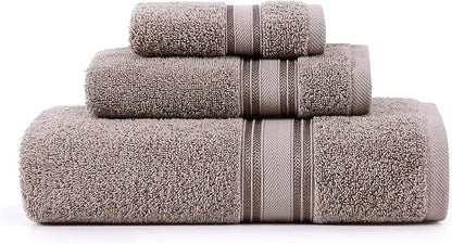 LANE LINEN Luxury Bath Towels Set - 3 Piece 100% Cotton Bathroom Towels, Quick Dry, Extra Aborbent, 1 Hand Towel, 1 Wash Cloths, 1 Bath Towel: Platinum