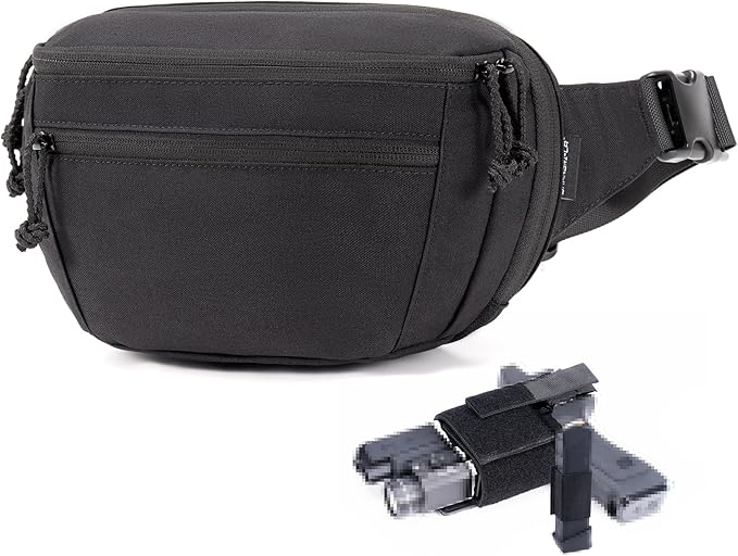 SHANGRI-LA Tactical Concealed Carry Fanny Pack for Men and Women, Low-Profile CCW Waist Bag, with Pistol Holster and Mag Holder, Multi-Use for Hiking, Travel, EDC