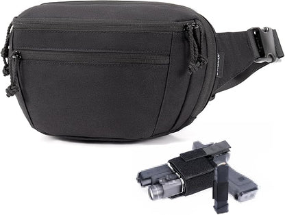 SHANGRI-LA Tactical Concealed Carry Fanny Pack for Men and Women, Low-Profile CCW Waist Bag, with Pistol Holster and Mag Holder, Multi-Use for Hiking, Travel, EDC