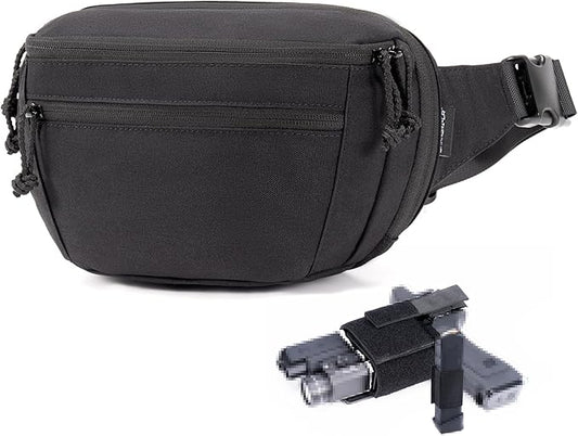 SHANGRI-LA Tactical Concealed Carry Fanny Pack for Men and Women, Low-Profile CCW Waist Bag, with Pistol Holster and Mag Holder, Multi-Use for Hiking, Travel, EDC