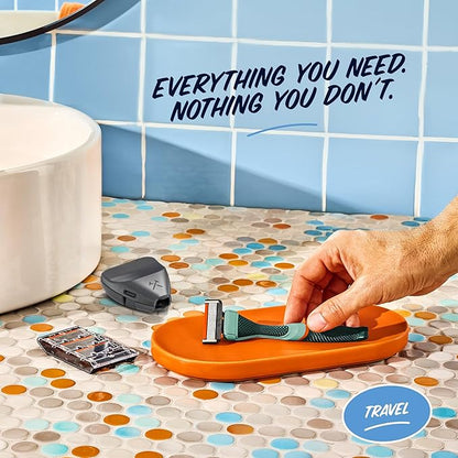 Dollar Shave Club | Travel Shave Set | 4 Extra Close Refill Cartridges, 1 Handle (Green), 1 Razor Cover