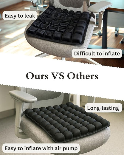 Travel Cushion – Airplane Seat Cushion for Air Travel | Inflatable Seat Cushion 56 Cells for Long Flights, Car, Office & Wheelchair | Lightweight, Ergonomic Pain Relief & Tailbone Support