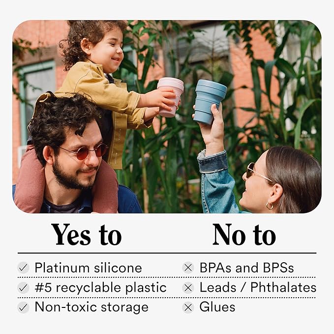 STOJO Collapsible Travel Cup - Reusable To-Go Pocket Size Silicone Bottle for Hot and Cold Drinks - Perfect for Camping - Microwave & Dishwasher Safe (Steel, 24 Ounce (Pack of 1))