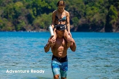 HYDRO CELL Stainless Steel Insulated Water Bottle with Straw - For Cold & Hot Drinks - Metal Vacuum Flask with Screw Cap and Modern Leakproof Sport Thermos for Adults (White 24oz)