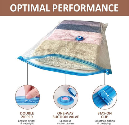 10 Small Vacuum Storage Bags with Travel Hand Pump, Small Vacuum Seal Bags for Clothing, Space Saver Bags for Clothes