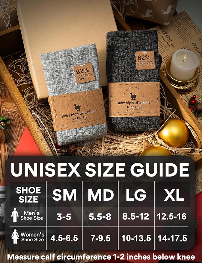 Alpaca Wool Heavyweight Knee High Compression Socks, Thick Winter Thermal Warm Soft Circulation Travel Flying