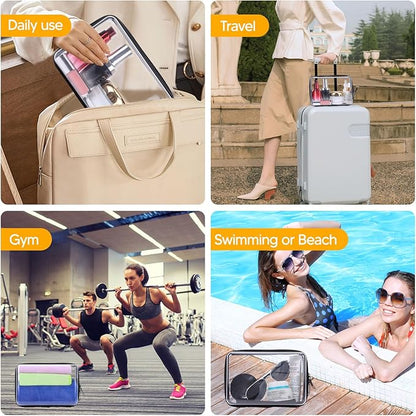 3Pcs Clear Zipper Pouch, PVC Plastic Cosmetic Travel Bag, Portable Travel Organizer Bins, Durable Makeup Bags for Storage, Pencil Case(Black-13.8+9.9+7.5inch)