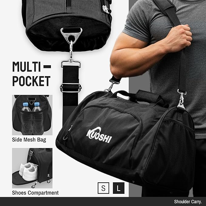 Gym Bag for Men & Women with Shoe Compartment & Wet Pocket, 31L Water Resistant Sports Duffle Bag with Quick-Access Pouch,Multi-Purpose Weekender Overnight Bag