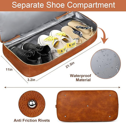 Weekender Bag for Women, Travel Duffel Bag Carry On Overnight Bag with Shoe Compartment Large Nylon Travel Weekend Tote Bag