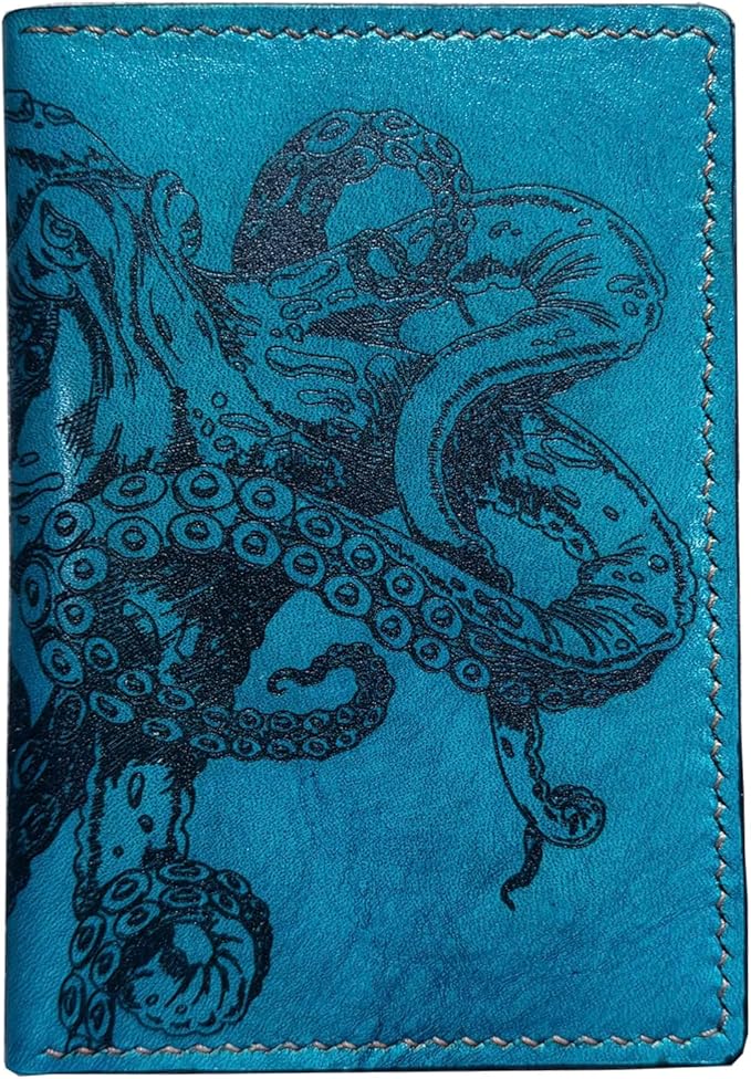 Mayan Corner - Octopus engraving travel wallet, authentical handcrafted passport wallet