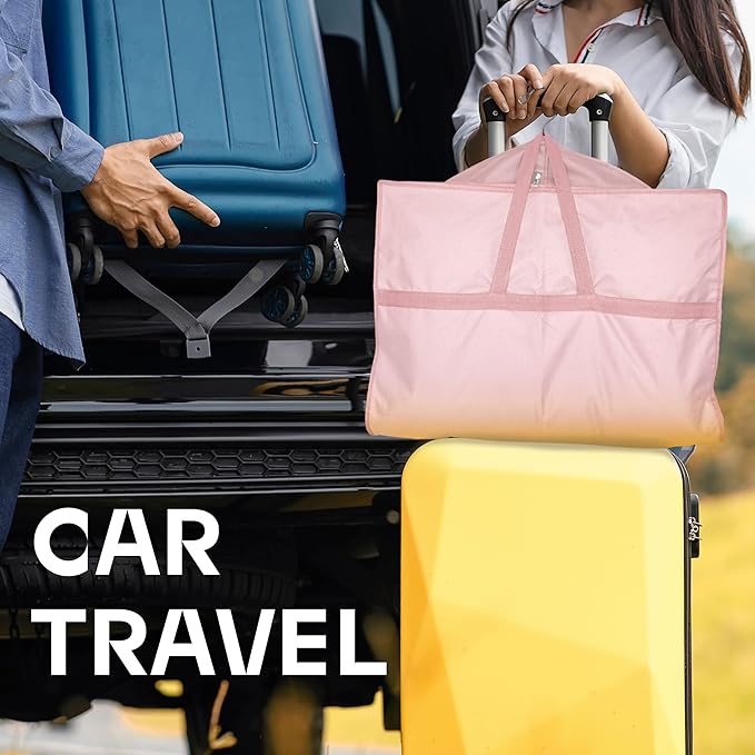 43" Travel Garment Bag with Accessories Zipper Pocket, Heavy Duty Suit Bag for Suits, Tuxedos, Dresses, Coats, Pink, 1 pack
