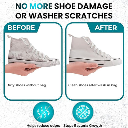 XXL Shoe Washing Machine Bag - 2 Pcs Set - 360° Resuable Shoe Bag for Washing Machine and Dryer - Wrap Shoe Washing Bag for Sneakers, Boots & Delicate Footwear (Yellow)