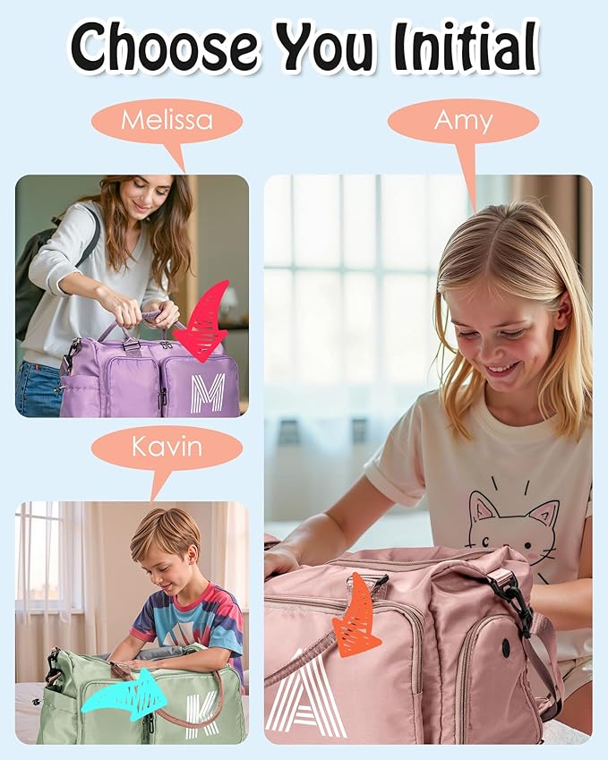 Kids Travel Duffle Bag, Sports Bag, Personalized Weekender Bag with Shoes Compartment, teacher appreciation gifts, Girls Gifts for Kids Friends