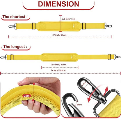 ZINZ 74" Shoulder Strap with Fixed Pad and Dual Balanced Buckles，Yellow