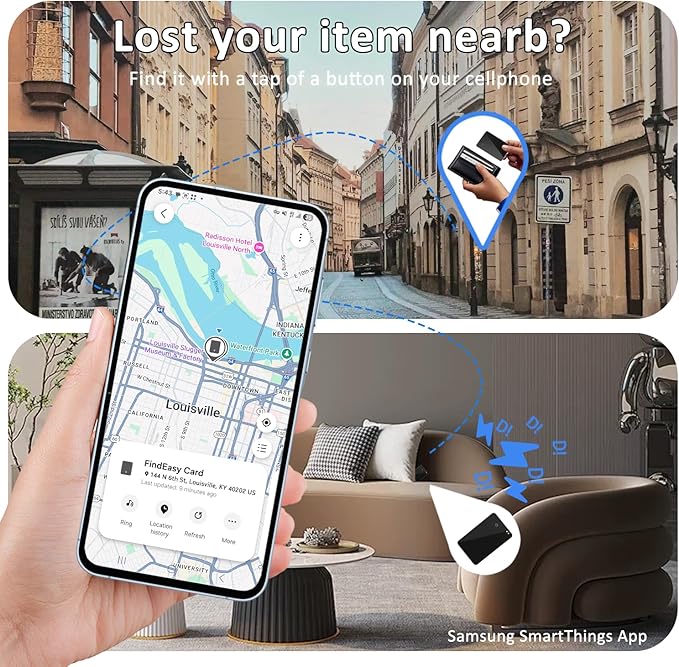 Wallet Tracker Card (Samsung Only),Rechargeable Bluetooth Smart Wallet Tracker,0.08in Ultra-Thin Glass Samsung Tracker Tags for Wallets,Passports & Luggage,IP67 Waterproof (2 Pack)