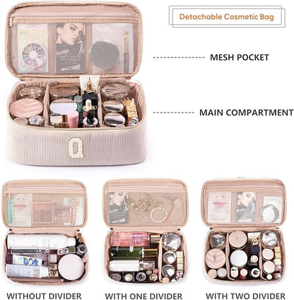 AMOIGEE Initial Makeup Bag Organizer,Personalized Double Layer Train Case, Travel Toiletry Bag for Makeup Brushes for Teens Girl, Skincare Gift Set, Initial Cute Cosmetic Make Up Bag for Women
