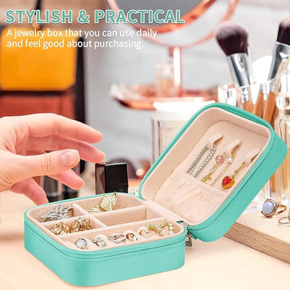 Leezmark 8 Pcs Jewelry Travel Case, Bridesmaid Gifts Set Of 6 & 8, Velvet Jewelry Travel Organizer Small Jewelry Box Bridesmaid Proposal Gifts Box Mini Storage Organizer Storage Box, Aquamarine