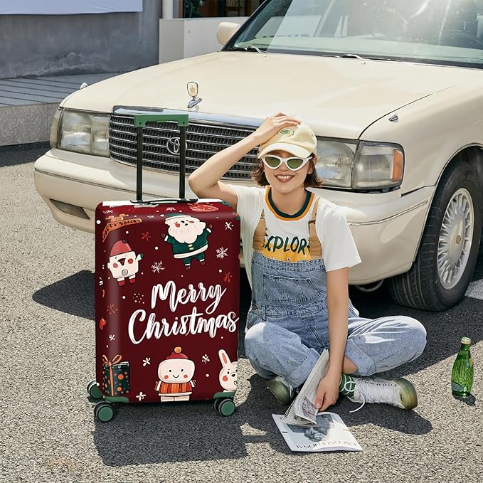ANNA QUEEN Merry Chrismas Travel Luggage Cover Suitcase Protector Suitcase Cover Anti-Scratch,Stretchable Luggage Travel Bag Cover Washable