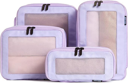 Aerotrunk Compression Packing Cubes for Travel - Luggage Organizer Bags - Double Zipper Packing Cubes for Suitcases (4-Pack, Purple)